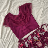 Grape Wine Colour Embroidered Girls Lehenga Set -VS3775